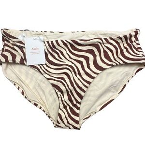 Andie Swim Bikini Bottom Brand New Hipster size Medium Bias Stripe‎ Truffle NWT